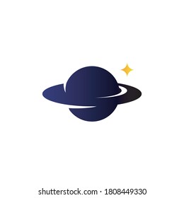 simple blue planet logo vector