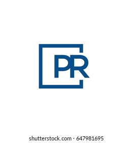 Simple Blue PR initial Logo designs template