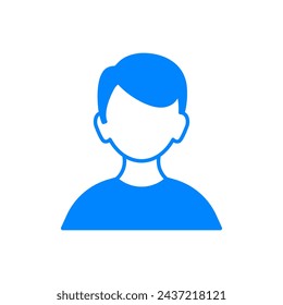 A simple blue profile icon of a person. Simple minimalistic profile icon.