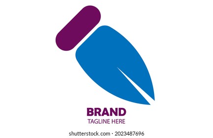simple blue and purple color work pen vector illustration. great for icons and logos. office, accounting, financial registrar, student, school.