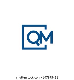 Simple Blue QM initial Logo designs template