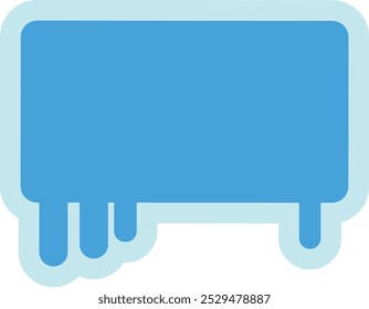 Simple blue rectangle with rounded corners and drip-like extensions at the bottom, outlined in light blue, designed as a text label.