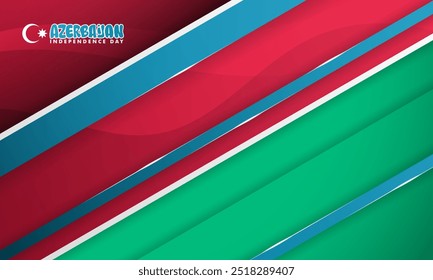 Simple blue red and green in geometric background design for Day of Restoration of Independence of Azerbaijan