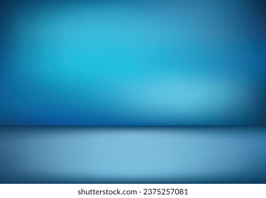 Simple blue retro abstract studio gradient light background for product montage or text backdrop designs