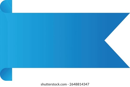 Simple  blue ribbon banner vector with pointed right edge and rounded left corners, ideal for labels, tags, web elements, promotions, and minimal design graphics in digital or print use.