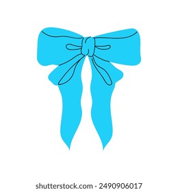 Un lazo de cinta azul simple con un contorno negro.