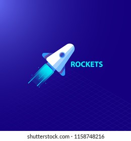 Simple Blue Rocket Responsive web design background vector