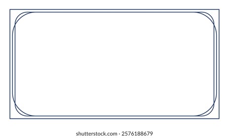 Simple Blue Rounded Rectangle Border Frame Design with Double Outline and Soft Corner Detailing for Templates or Documents