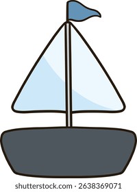 Simple blue sailboat cartoon clip art