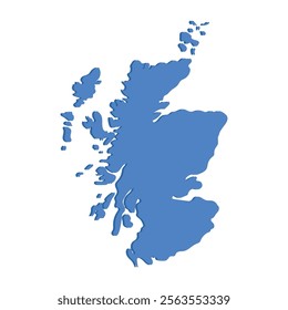 A simple blue Scotland silhouette. Scottish map icon.