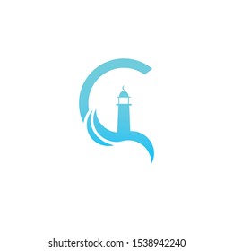 simple blue sea tower logo