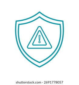 Simple blue shield icon containing a warning triangle with exclamation point.