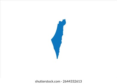 Um simples mapa de silhueta azul mostrando a forma geográfica de Israel, incluindo a Cisjordânia e a Faixa de Gaza.