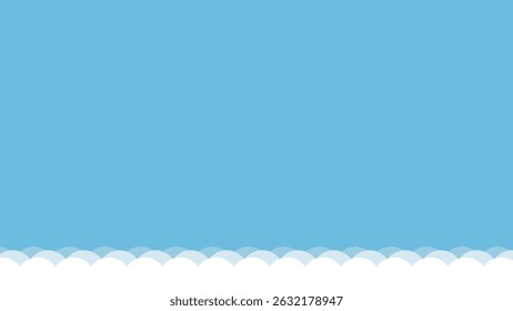 Fondo de cielo azul simple con borde de nube blanco en la parte inferior