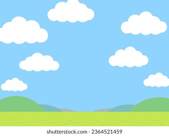 Einfaches blaues Himmel und Grasland-Bild voller Wolken
