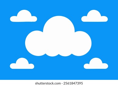 Simple Blue Sky with White Cartoon Clouds Illustration