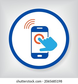 icono de tablero de mandos de red táctil de línea inteligente azul simple