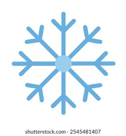Simple blue snowflake icon, capturing the essence of winter.