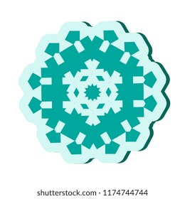 Simple blue snowflake icon isolated on white background. Snow flake element for Christmas winter design and New Year decoration, refrigerator vector symbols or logo with a shadow
