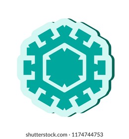 Simple blue snowflake icon isolated on white background. Snow flake element for Christmas winter design and New Year decoration, refrigerator vector symbols or logo with a shadow