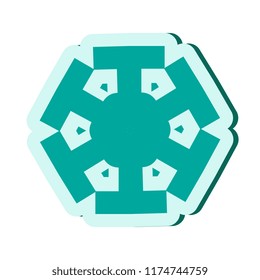 Simple blue snowflake icon isolated on white background. Snow flake element for Christmas winter design and New Year decoration, refrigerator vector symbols or logo with a shadow