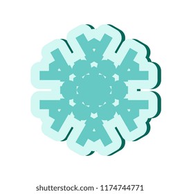 Simple blue snowflake icon isolated on white background. Snow flake element for Christmas winter design and New Year decoration, refrigerator vector symbols or logo with a shadow