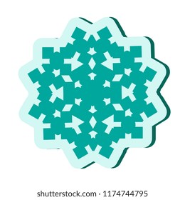 Simple blue snowflake icon isolated on white background. Snow flake element for Christmas winter design and New Year decoration, refrigerator vector symbols or logo with a shadow