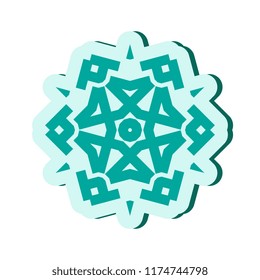 Simple blue snowflake icon isolated on white background. Snow flake element for Christmas winter design and New Year decoration, refrigerator vector symbols or logo with a shadow