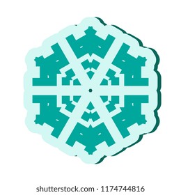 Simple blue snowflake icon isolated on white background. Snow flake element for Christmas winter design and New Year decoration, refrigerator vector symbols or logo with a shadow