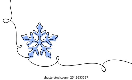 Simples azul ilustração floco de neve pendurado em uma linha brincalhona, encaracolado. Perfeito para designs com tema de inverno, decoração de feriados e gráficos sazonais com um toque minimalista.