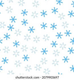 Sencillo copo de nieve azul sobre fondo blanco, navidad patrón sin fisuras para la decoración y el papel de envoltura de regalo