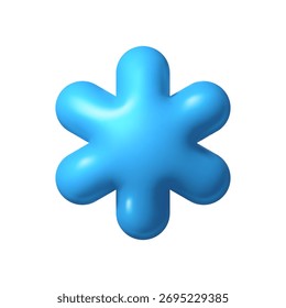 Einfache blaue Schneeflocke, Vektorgrafik - glänzendes 3D-Symbol.