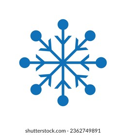 Sencillos copos de nieve azules con esquinas redondeadas sobre un fondo blanco. Icono de vector