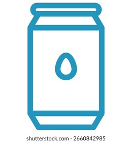 Simple Blue Soda Can Icon with Egg-Shaped Graphic in Center