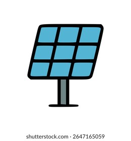 Simple blue solar panel illustration showing clean energy and sustainable technology concept in flat design