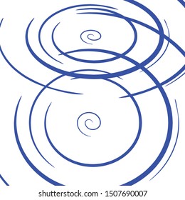 simple blue spiral circle lines design element isolated on white vector background