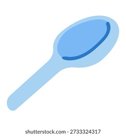 Simple blue spoon illustration, flat vector icon for food and dining