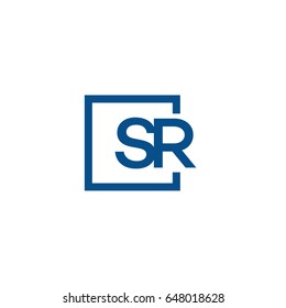 Simple Blue SR initial Logo designs template