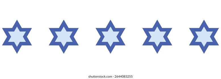 Simple Blue star with border. Blue 5 star rating feedback for website, app, UI design. Star symbol vector, star shape illustration. 