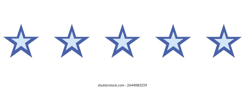 Simple Blue star with border. Blue 5 star rating feedback for website, app, UI design. Star symbol vector, star shape illustration. 