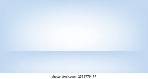Simple blue studio room. Limbo light background. Abstract 3d backdrop for product presentation. Minimal wall abstract modern art design