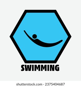 Simple Blue Swimming logo, Swimming logo vector, People swim logo.