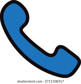 Icono azul simple del teléfono que representa la llamada, la comunicación, la línea directa, el Servicio al cliente y el contacto.