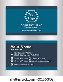 simple blue theme business name card template vector