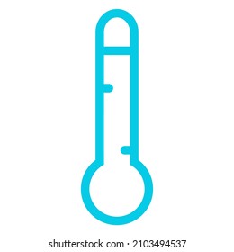 Simple blue thermometer icon outline type. 