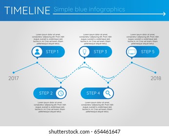 Simple blue timeline 8, infographics vector

