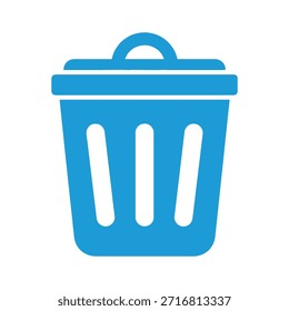 Simple blue trash can icon