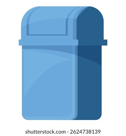 Simple blue trash can standing upright, ready for collecting garbage and waste