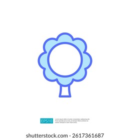 Simple Blue Tree Icon Representing Nature and Growth in a Minimalist Style