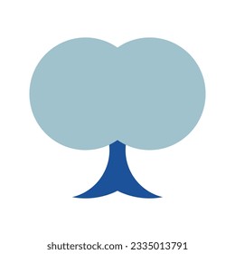 Un simple logo de un árbol azul. Todo el logo está hecho solamente de círculos.